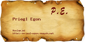 Priegl Egon névjegykártya